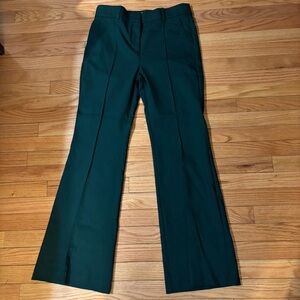 NWT LOFT Green Pleated Sutton Flare Wide Leg Office Pants - Size 8